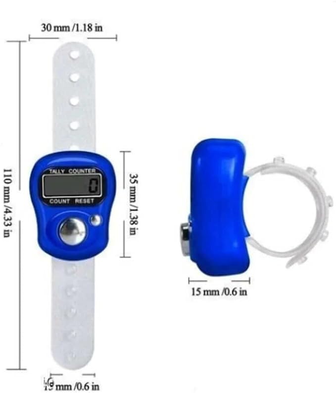 Digital Tally Counter, Finger Ring Counter with LCD Display, Count Reset, Multicolor