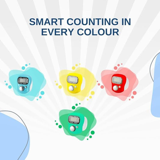 Digital Tally Counter, Finger Ring Counter with LCD Display, Count Reset, Multicolor, Pack of 5