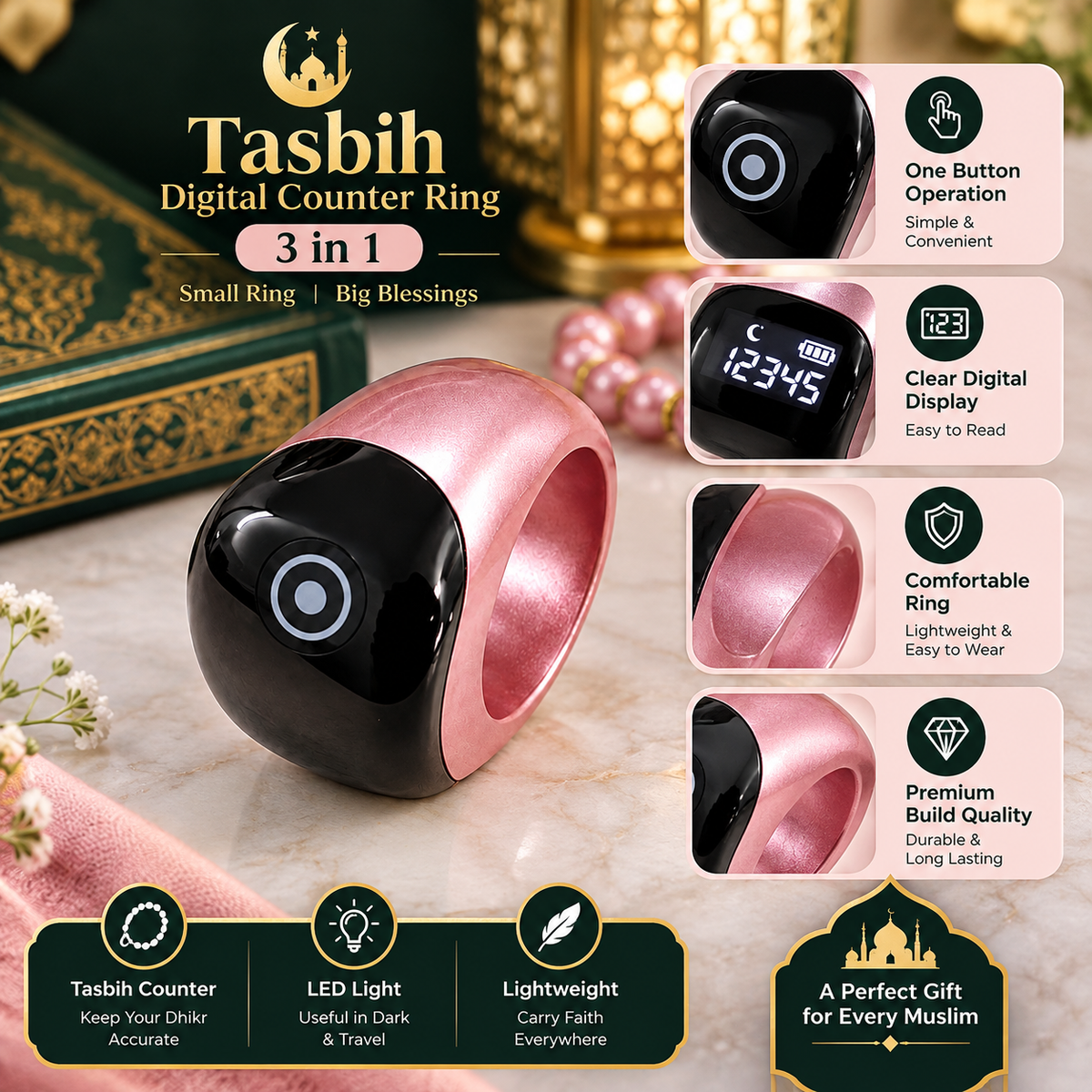 Bei Qi S8pro Smart Tasbih Ring | ZiqrKart