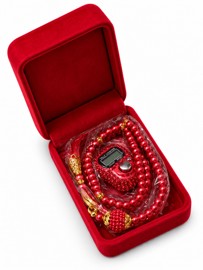 Digital & Pearl Tasbeeh Luxury Velvet Box Set