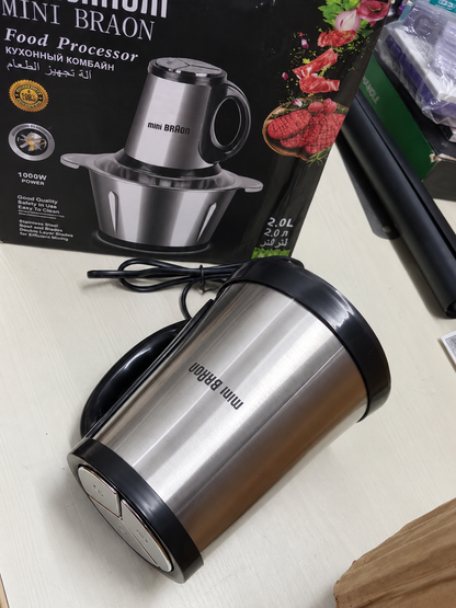 Mini BRAON Electric Food Processor – Stainless Steel Multi-Purpose Chopper, 2L