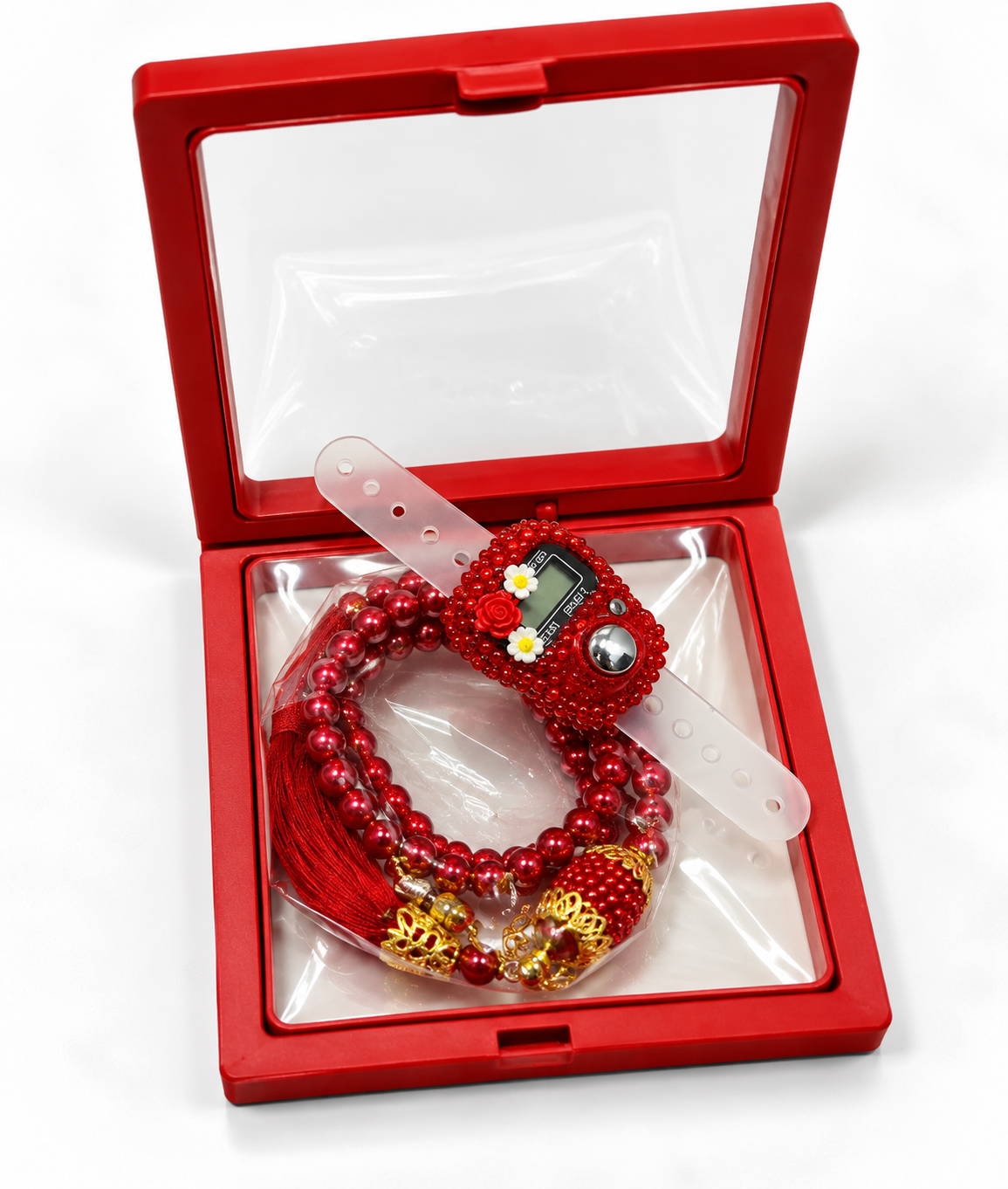 Luxury Pearl Tasbeeh Set with Digital Counter – Premium Islamic Gift Box - Pack or 6