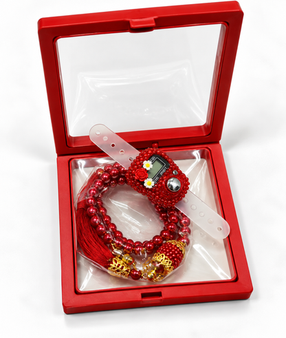 Luxury Pearl Tasbeeh Set with Digital Counter – Premium Islamic Gift Box - Pack or 6