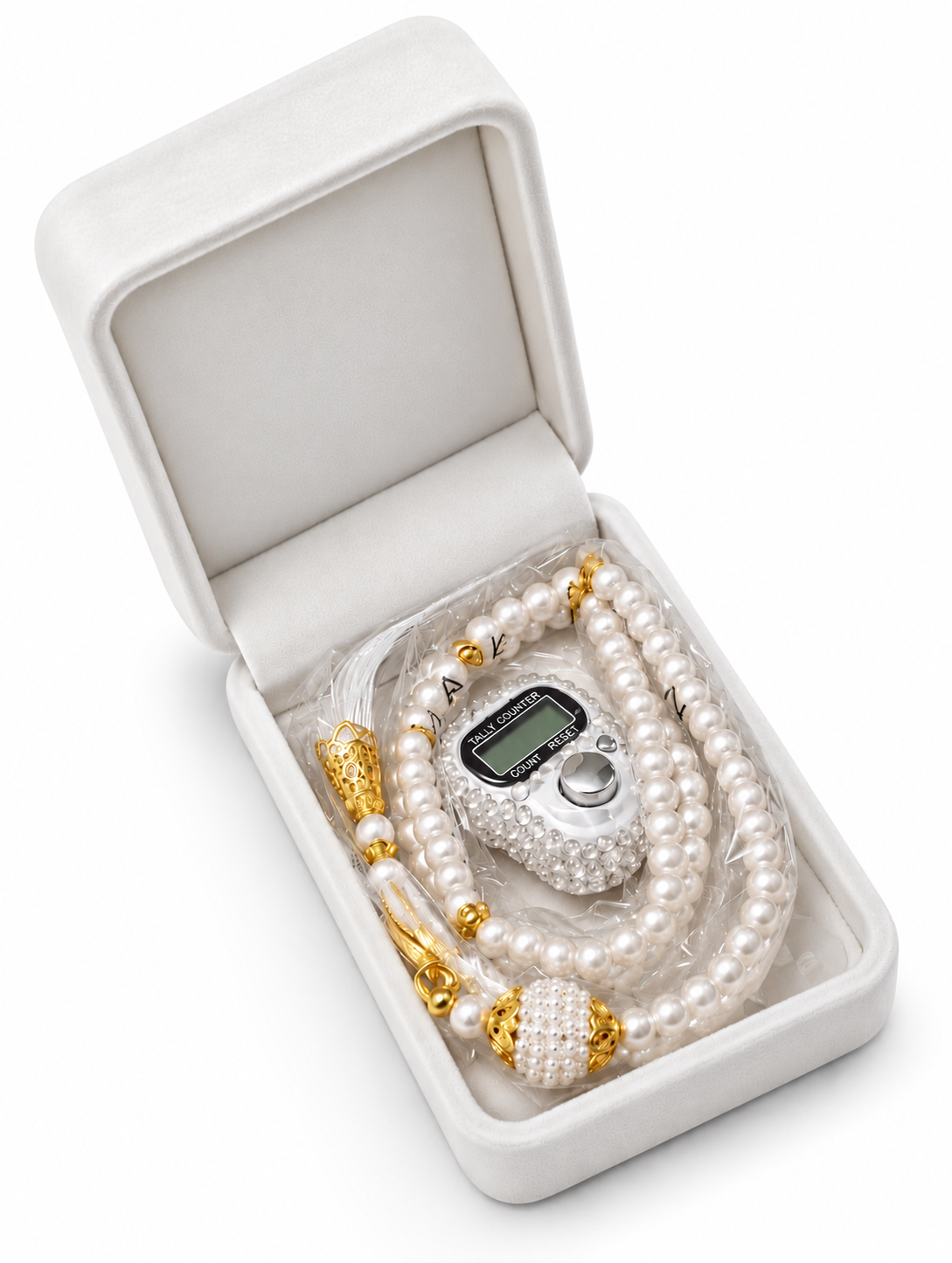 Digital & Pearl Tasbeeh Luxury Velvet Box Set