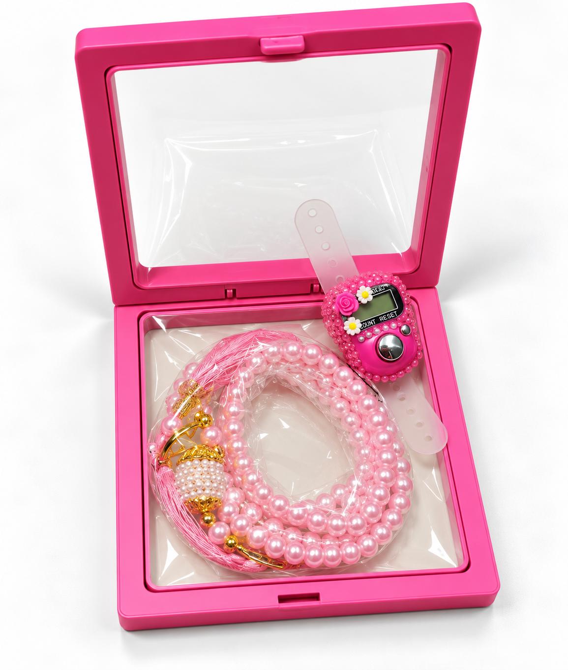 Luxury Pearl Tasbeeh Set with Digital Counter – Pack of 1