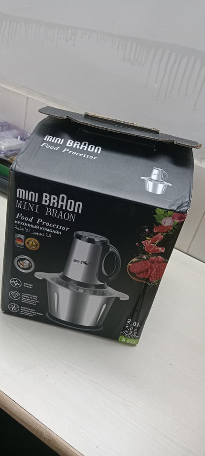 Mini BRAON Electric Food Processor – Stainless Steel Multi-Purpose Chopper, 2L